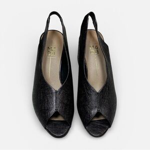 Sophisticated Black Peep-Toe Slingback Heels